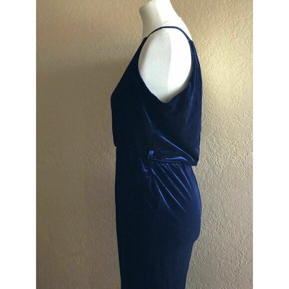 Nasty Gal womens Blue Velvet Midnight Oil Velvet Jumpsuit Size M - Picture 7 of 12